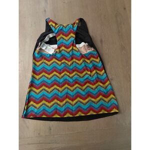 Patagonia Womens Chevron Zigzag Racerback Tankini Swim Top Black Multi 77245 L